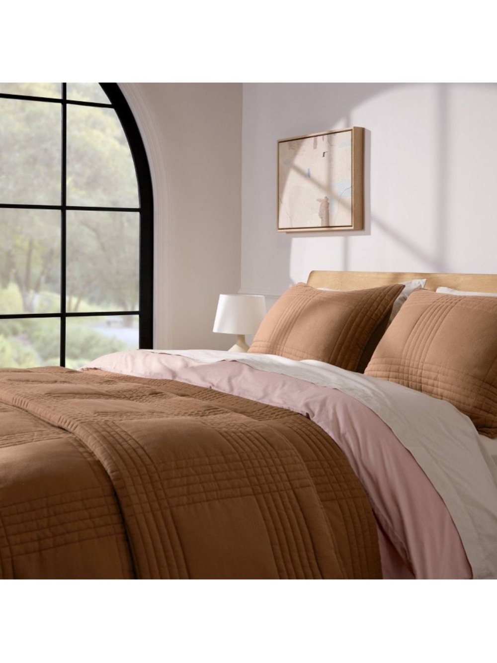 Parachute F/Q Relaxed Linen Quilt, Pecan - Picture 3 of 14
